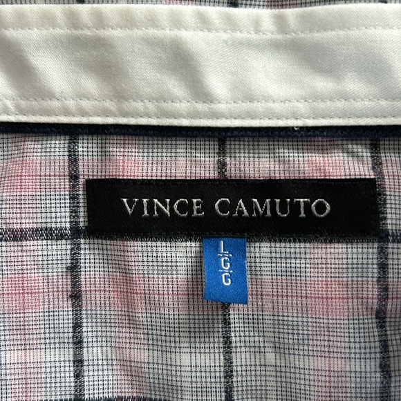 Large Vince Camuto ButtonDown Pink Plaid Shirt - Picture 5 of 6